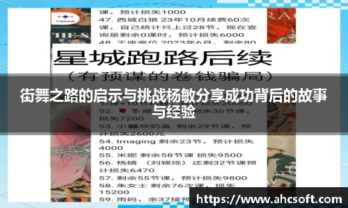 街舞之路的启示与挑战杨敏分享成功背后的故事与经验